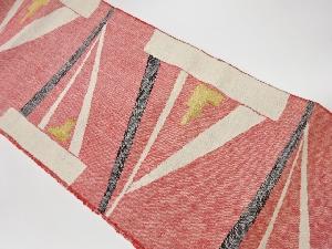 リサイクル　手織り真綿紬抽象模様織出し名古屋帯